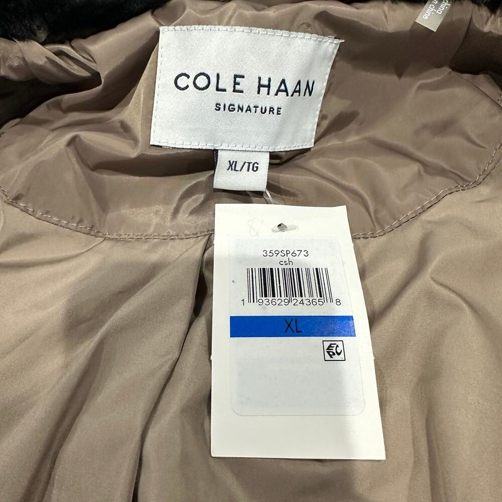 Cole Haan Women’s XL Faux Fur Trench Coat Brown Winter Jacket New w/Tags - Picture 11 of 11